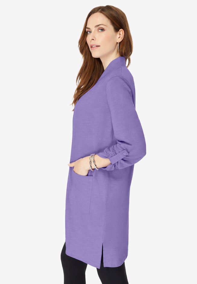 Open-Front Slub Cardigan, , alternate image number null