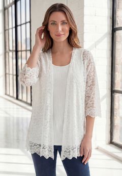 Lace 2-Piece Tank and Cardigan Set