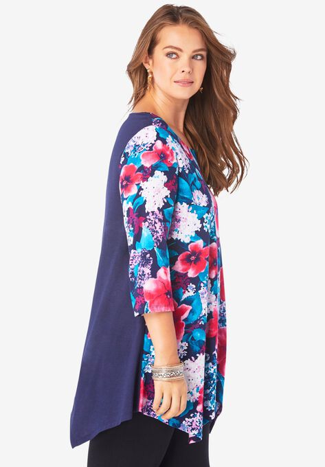 Printed Handkerchief-Hem Tunic, , alternate image number null