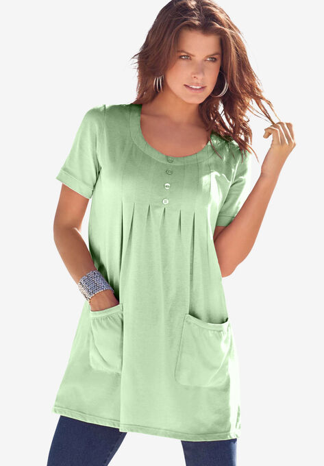Two-Pocket Soft Knit Tunic, GREEN MINT, hi-res image number null