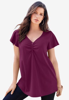 Plus Size Cotton Ultimate Flutter Sleeve Sweetheart Tee