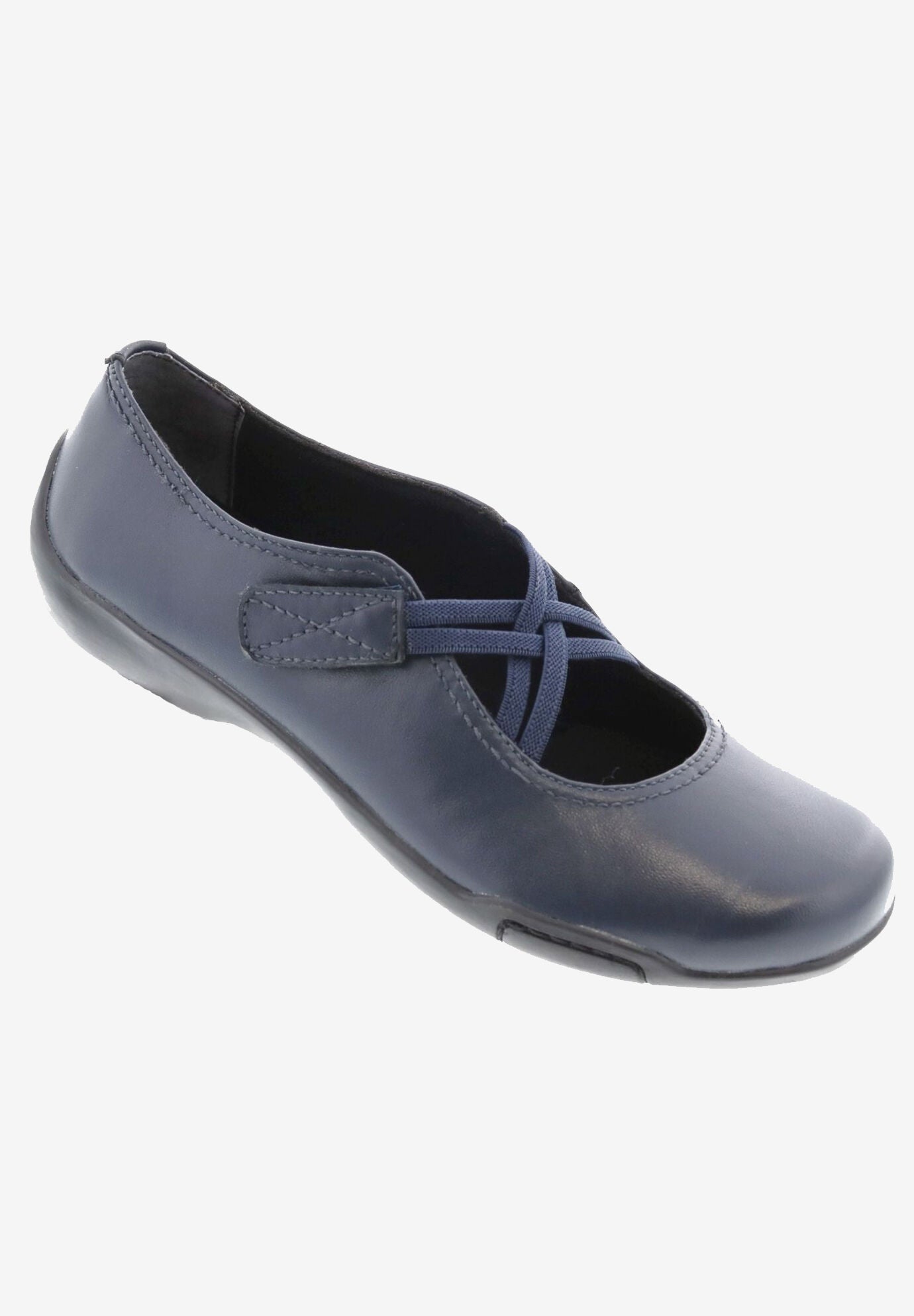 Cozy Cross-Strap Flat, NAVY LEATHER, hi-res image number 0