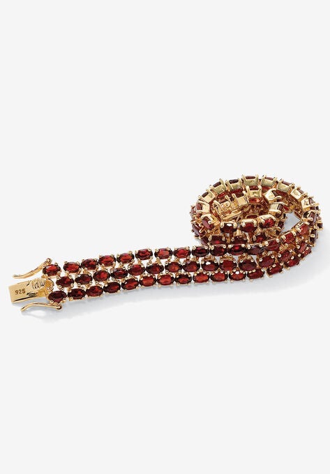 Gold & Silver Tennis Bracelet with Oval Garnet, GOLD, hi-res image number null