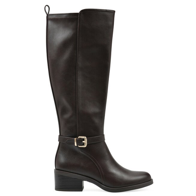 Custard Wide Calf Tall Shaft Riding Boot, DARK BROWN, alternate image number 2