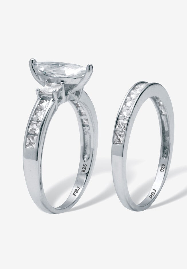2.34 Tcw Marquise Cubic Zirconia Bridal Ring Set, , alternate image number null