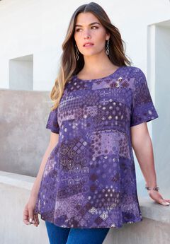 Plus Size Ultimate Cotton Crewneck Short Sleeve Swing Tee