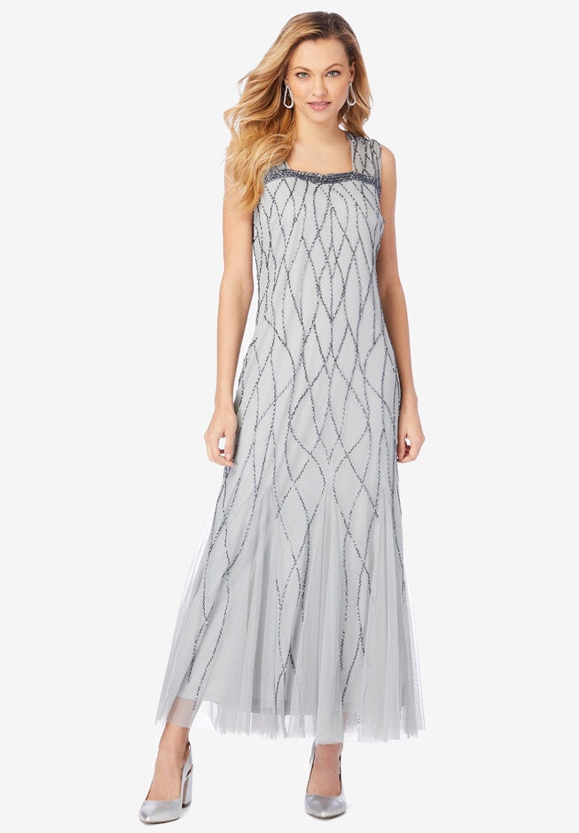 Beaded Sweetheart Gown, GUNMETAL, hi-res image number null