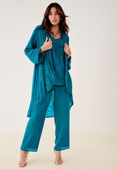 Plus Size Beaded Georgette 3-piece Pant Set – Formal Wear