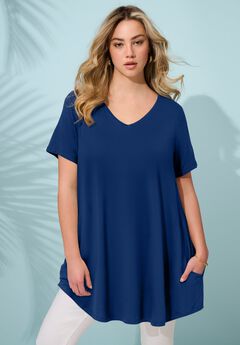 Ultra Drape V Neck Short-Sleeve Swing Tunic