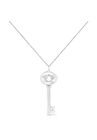 Sterling Silver Diamond Accent Pisces Zodiac Key Pendant Necklace, , on-hover image number null