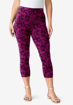 Plus Size Elastic Waistband Capri Pants
