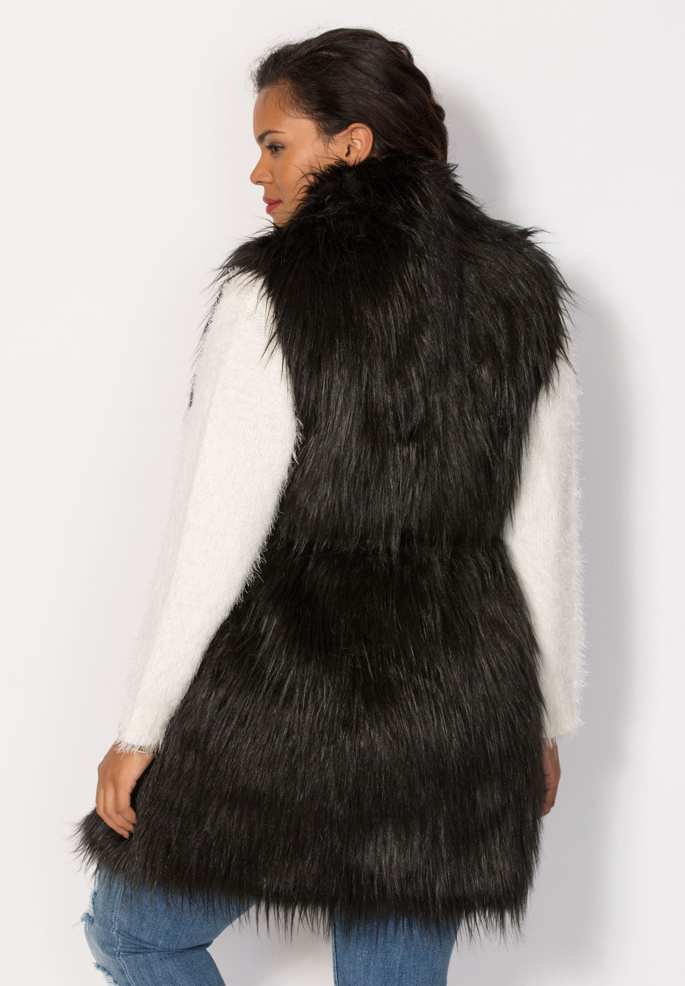 Women's plus size faux fur vests clearance