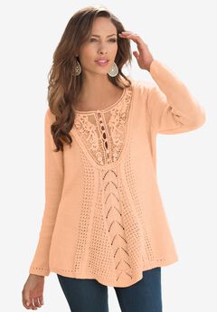 Lace Yoke Pullover Sweater