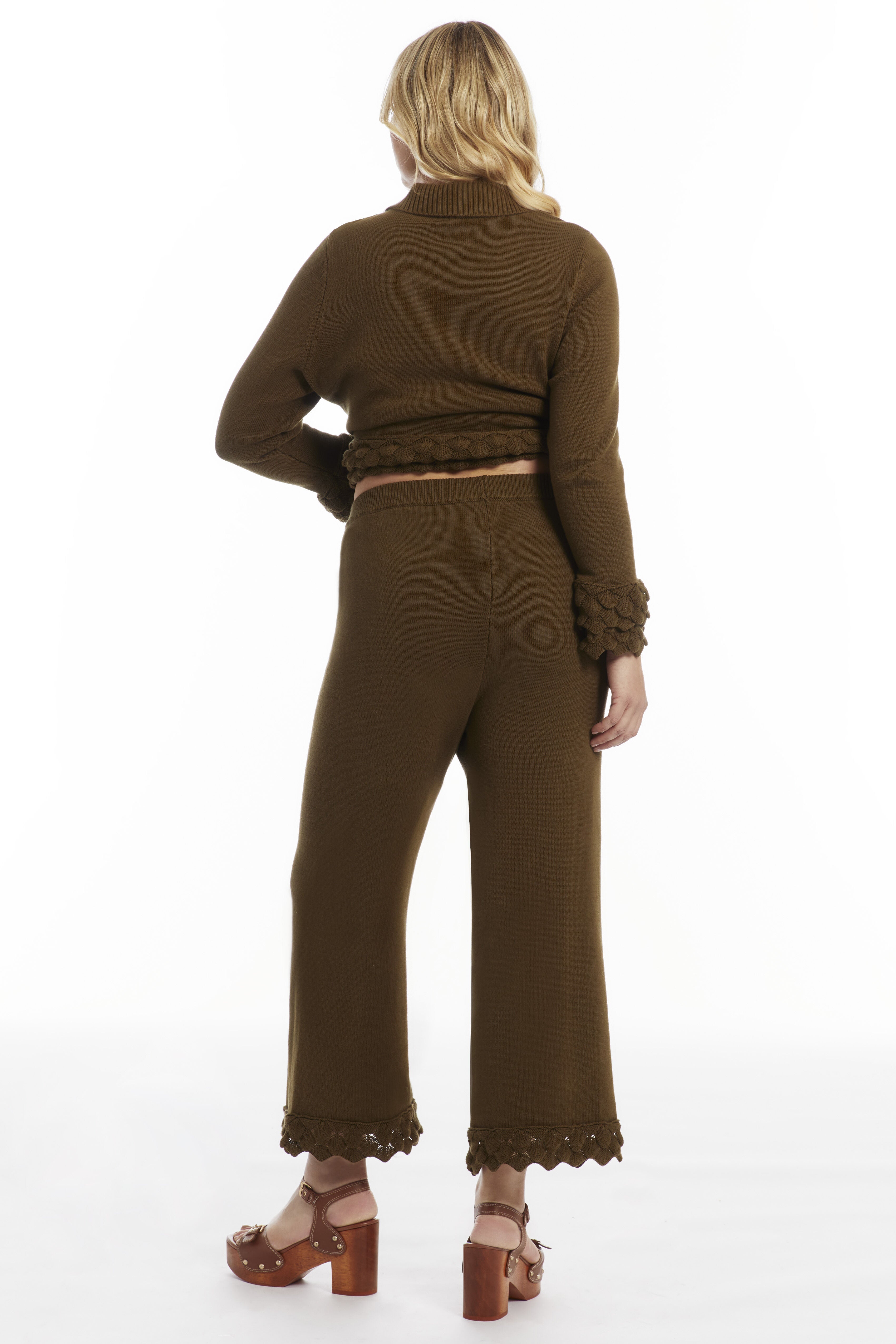 Ruffle Detail Sweater Pant, DARK OLIVE, alternate image number 2