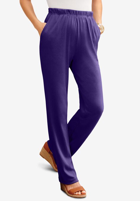 Straight-Leg Soft Knit Pant, MIDNIGHT VIOLET, hi-res image number null