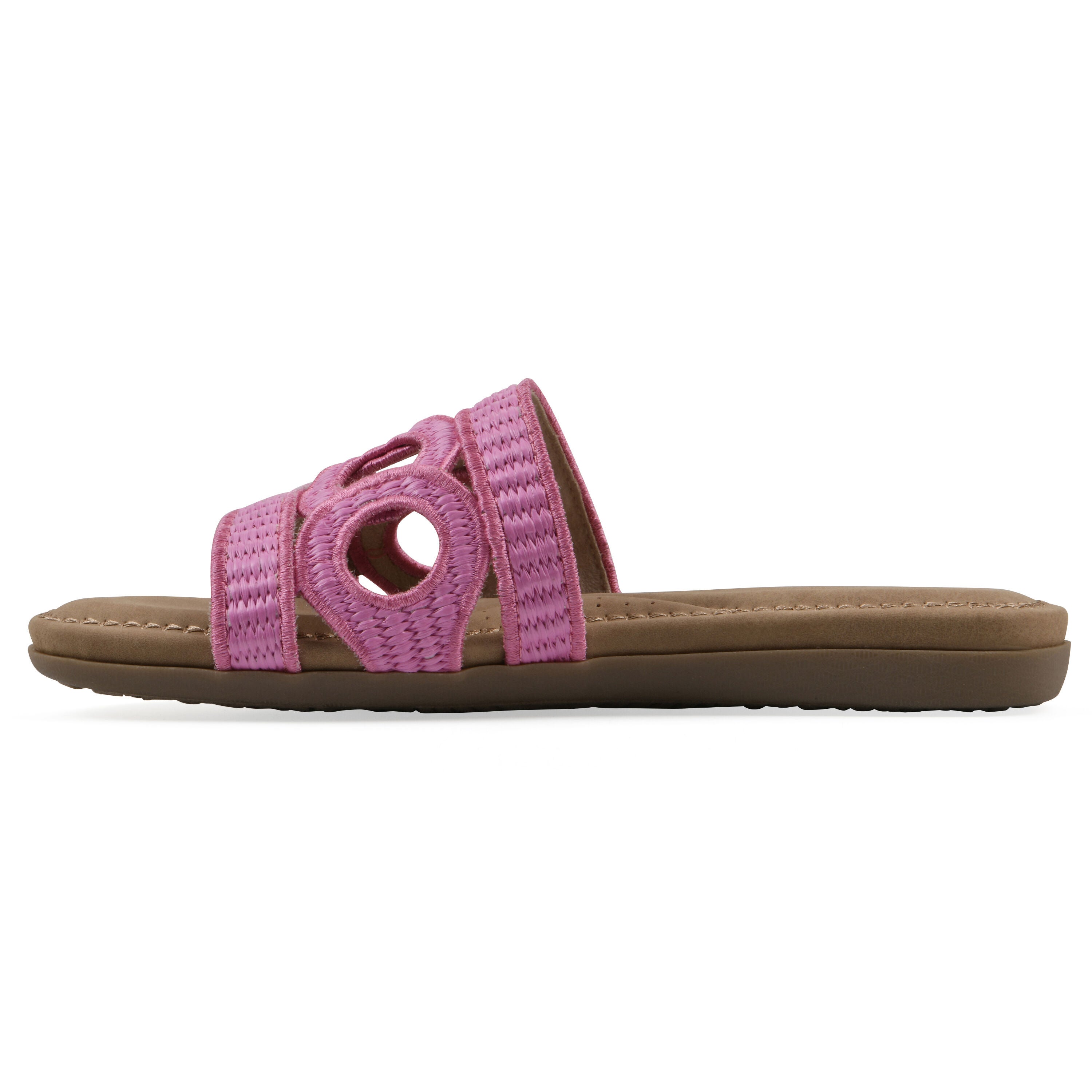 Fraly Slide Sandal, FUCHSIA RAFFIA, alternate image number 3