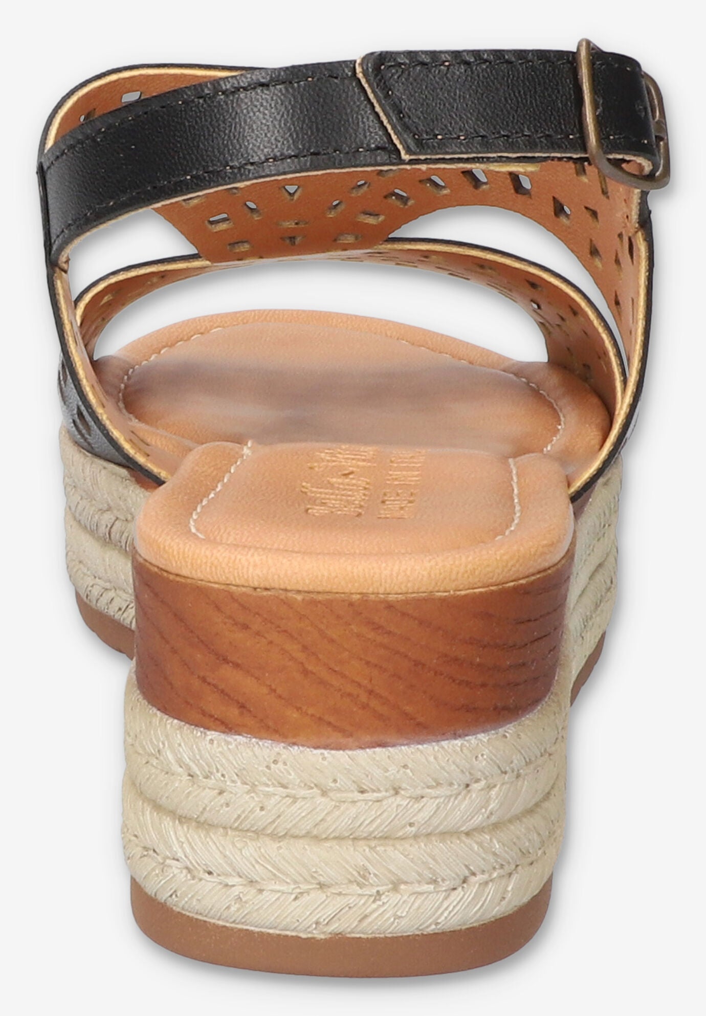Ann-Italy Wedge Sandal, BLACK LEATHER, alternate image number 3