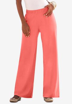 Plus Size Pull-On Wide Leg Soft Knit Pant