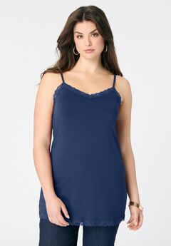 Lace Trim Knit Cami with Adjustable Straps