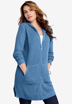 Waffle Mega Length Zip Hoodie