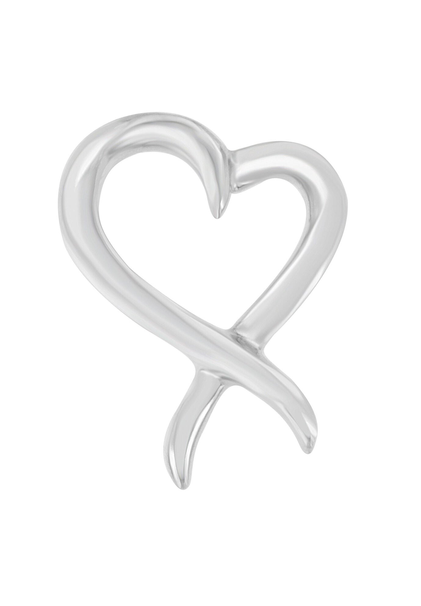 Silver Open Heart-Shaped Awareness Ribbon Pendant Necklace, SILVER, hi-res image number 0
