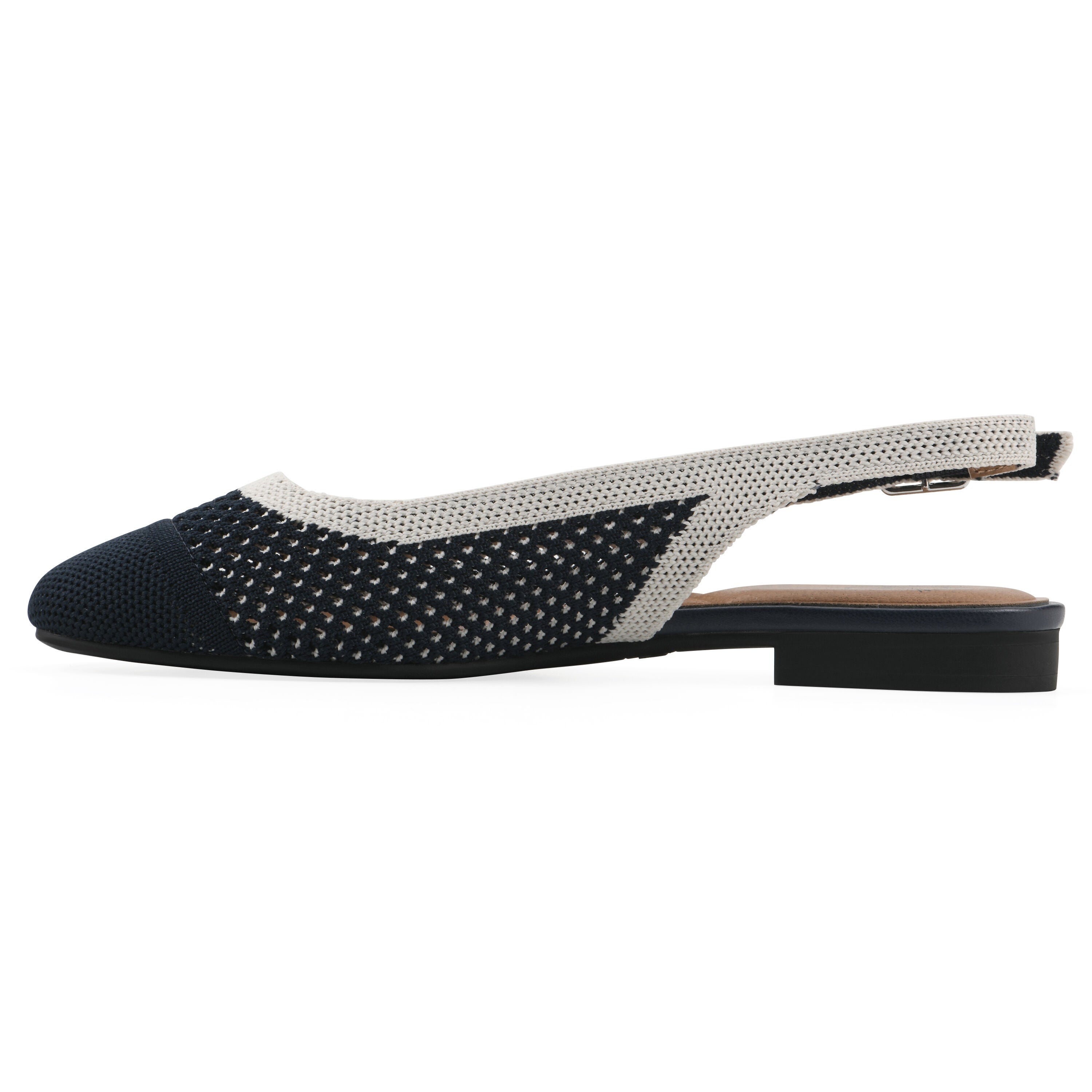 Bonie Sling Back Flat, NAVY CREAM MULTI, alternate image number 3