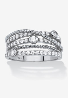 .75 Cttw .925 Sterling Silver Cubic Zirconia Multi-Band Highway Ring