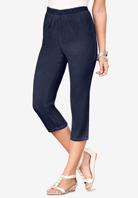 Pull-On Stretch Capri Jean, INDIGO WASH, hi-res image number null