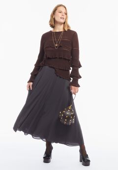 Seamed Chiffon Maxi Skirt