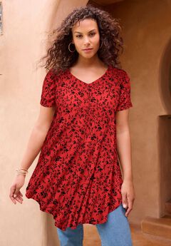 Plus Size Ultra Drape V-Neck Swing Tunic Top