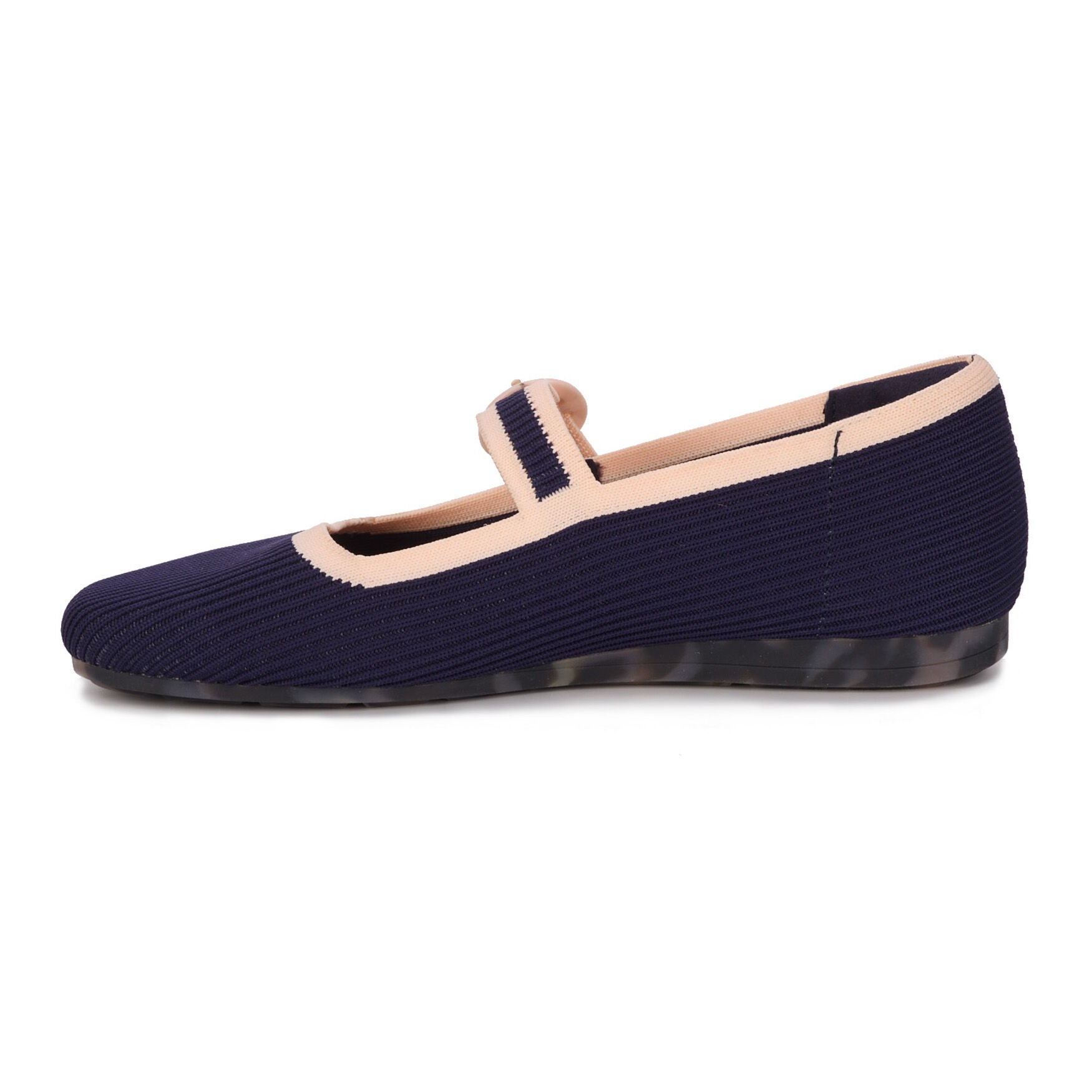Naomi Mary Jane Stretch Flat, NAVY CREAM KNIT, alternate image number 3