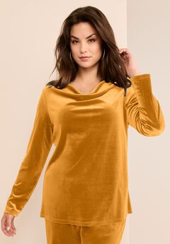 Cowl Neck Velour Tee