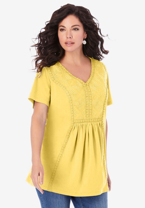 Embroidered Bib Tee, LEMON MIST, hi-res image number null