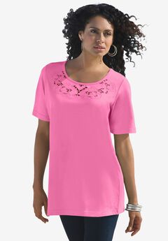 Plus Size Eyelet Cutout Tee