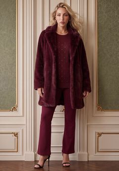 Plus Size Mid-Length Luxe Faux Fur Coat