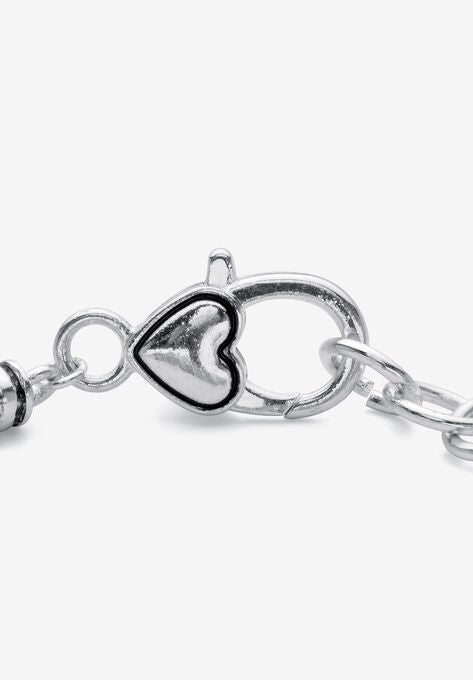 Antique Silvertone Simulated Birthstone 8" Charm Bracelet, , on-hover image number null