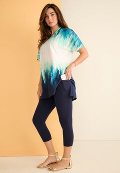 Plus Size Printed Slub Tunic Top