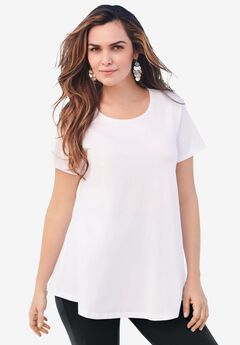 Plus Size Cotton Ultimate Swing Tee with Keyhole Back