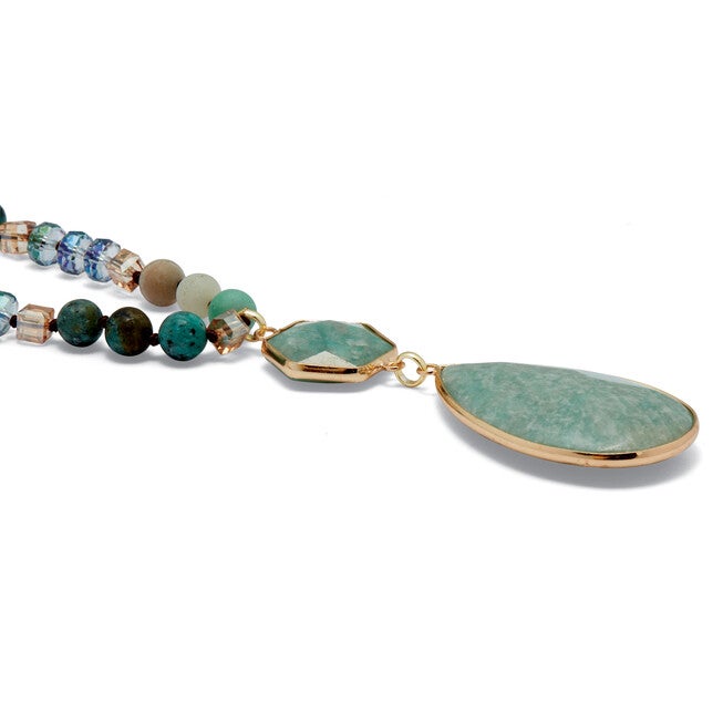Genuine Green Aventurine Goldtone Beaded Drop Necklace 36-inch, GREEN, on-hover image number null