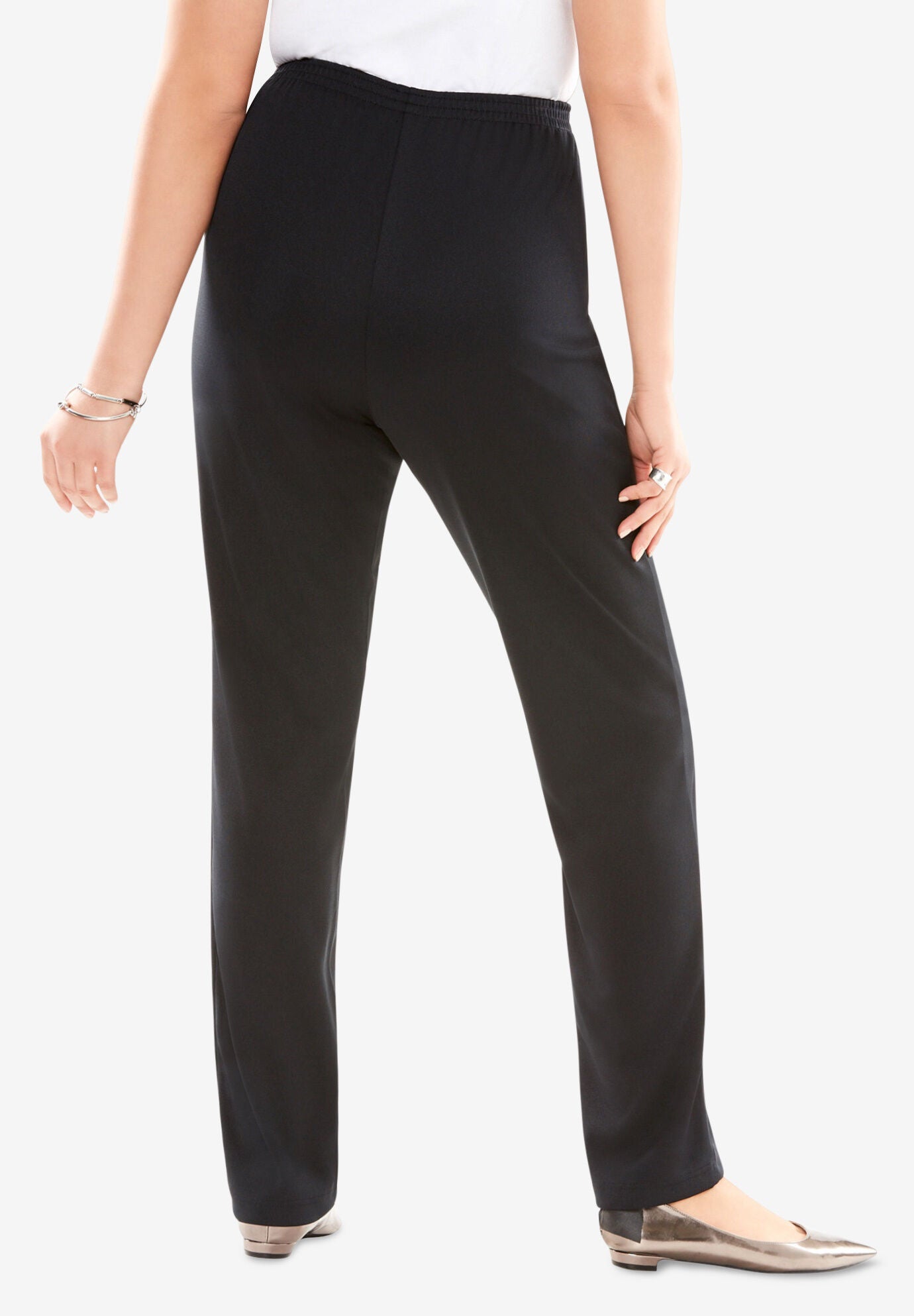Fashionable CreaseFront Knit Pant, Black Roaman's