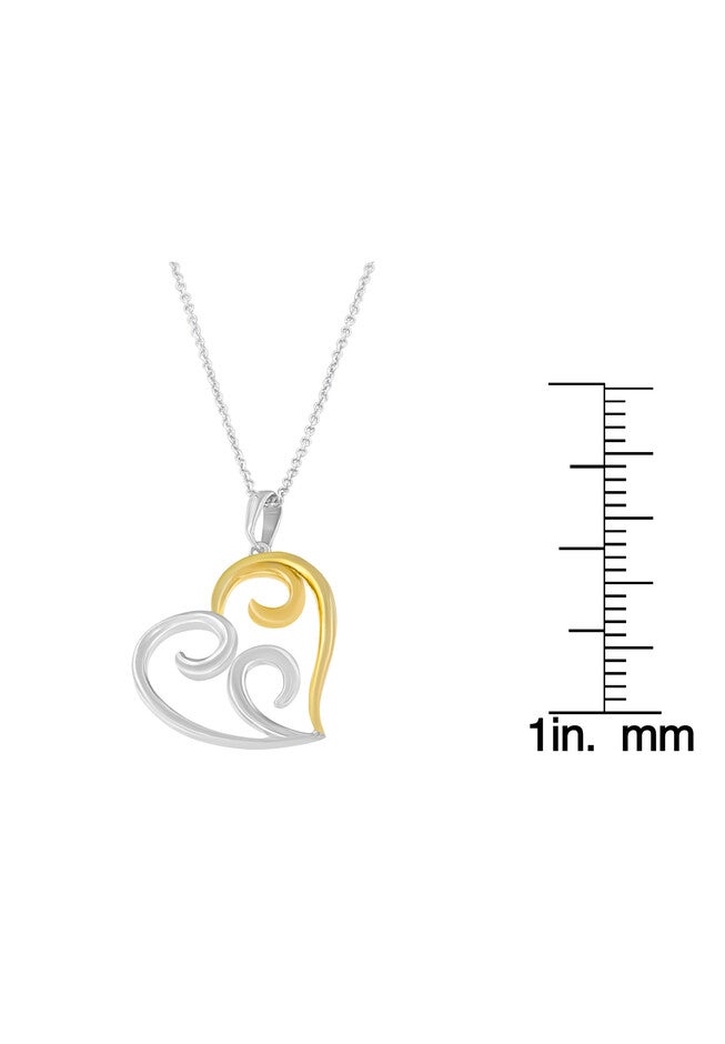 Yellow Gold Over Sterling Silver Open Heart With Swirls Box Chain Pendant Necklace, , alternate image number 2