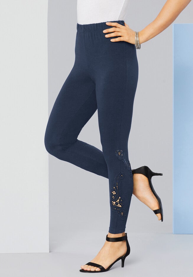 Lace-Inset Essential Stretch Legging, , alternate image number 4