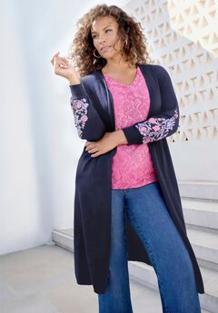 Embroidered Duster Cardigan