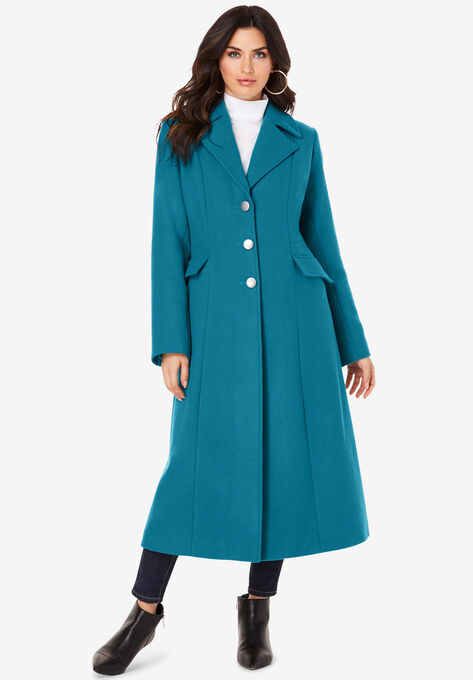 Long Wool-Blend Coat, DEEP TEAL, hi-res image number null