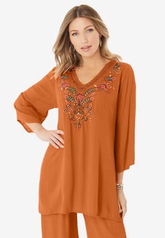 Embellished Crinkle Tunic