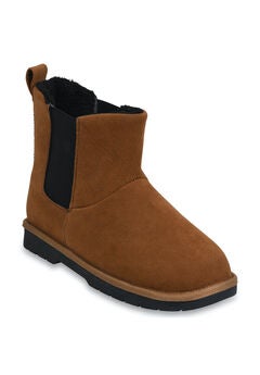 Faux Suede Double Gore Ankle Boot