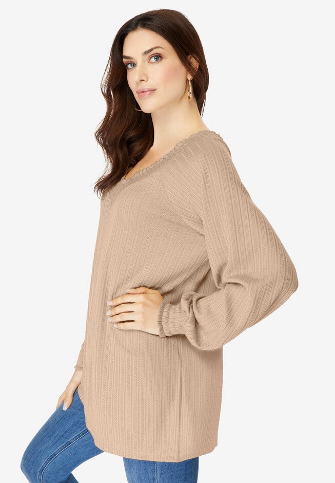 Smocked Pointelle Top, , alternate image number 2