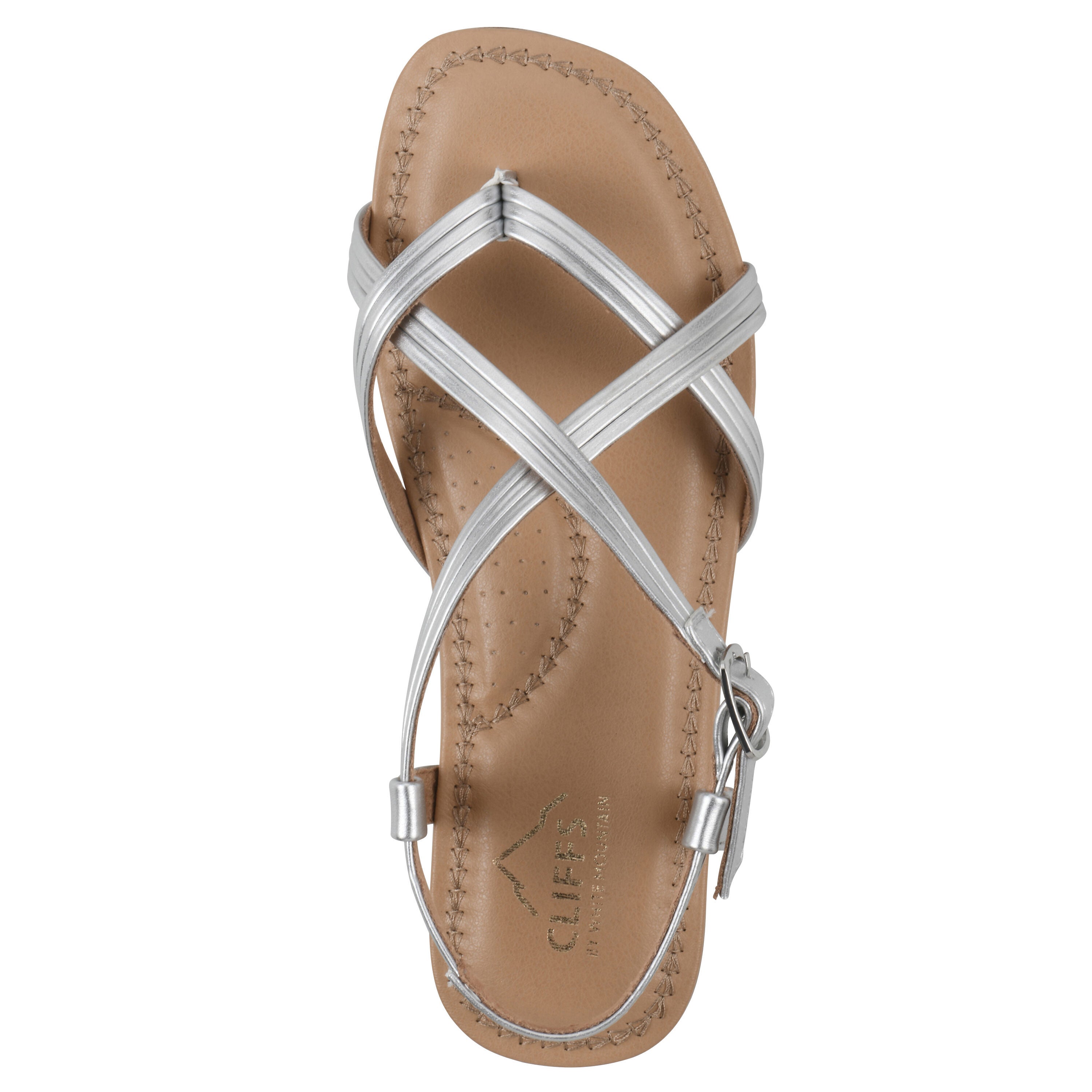 Frania Strappy Flat Sandal, SILVER SMOOTH, alternate image number 4