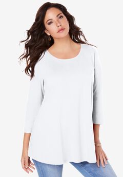 Plus Size Ultimate Three Quarter Sleeve Swing Tee