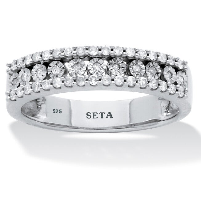 .25 TCW Diamond Sterling Silver Multi-Row Ring, WHITE, hi-res image number 0